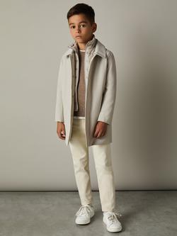Reiss Kids' Logan Hybrid Removable Gilet Gabardine Coat - view 2, Stone