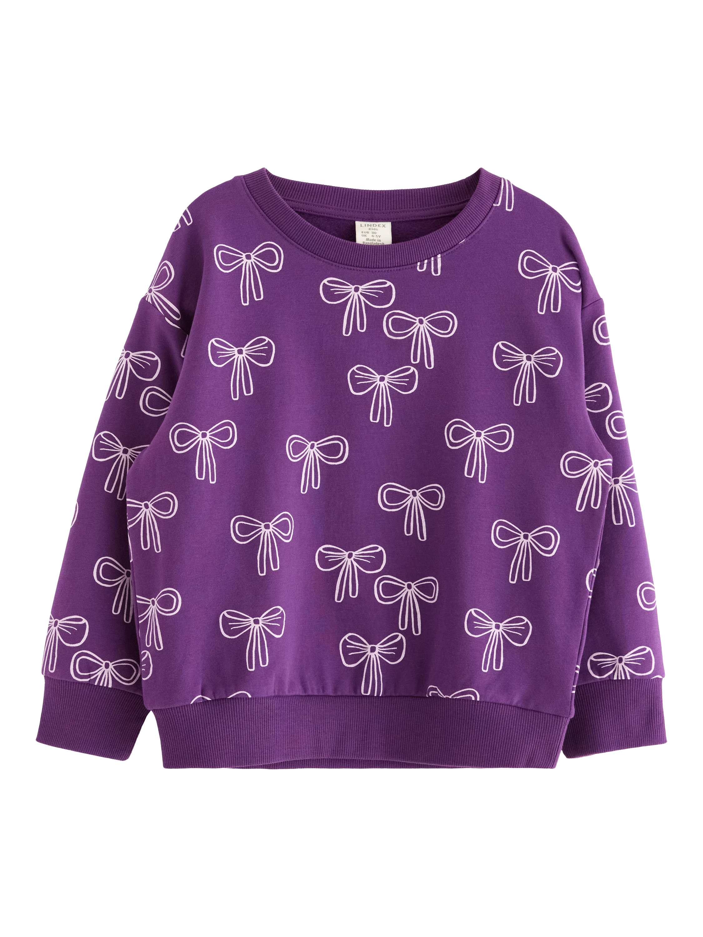 Lindex Kids' Bow Sweatshirt, Dark Lilac