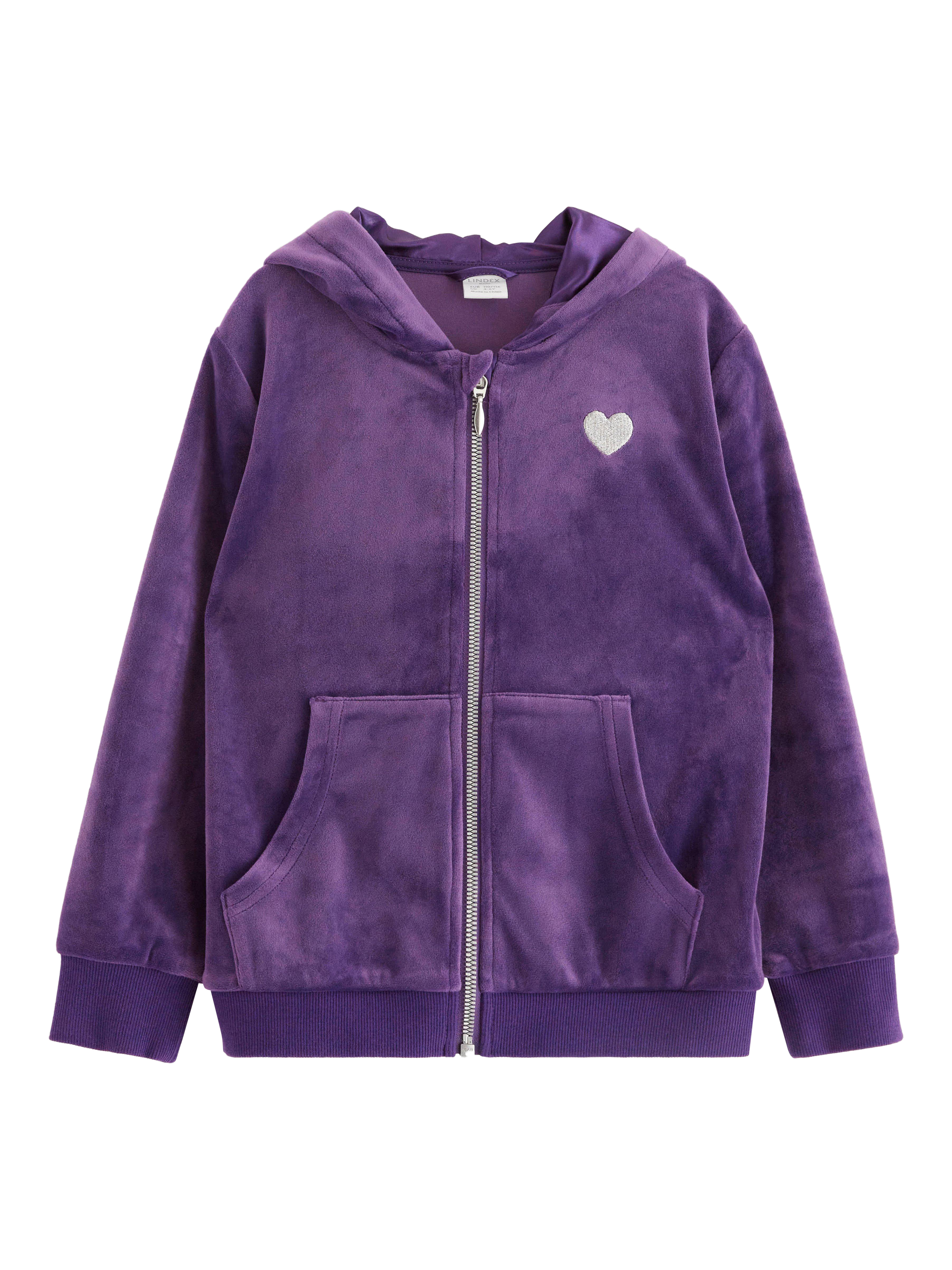 Product image 4 of 6, which shows Lindex Kids' Velour Hoodie, Dark Lilac, 4-6 years