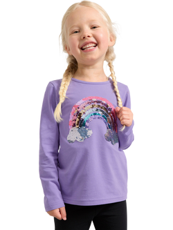 Lindex Sequin Rainbow Long-Sleeved Top, Dusty Lilac, Dusty Lilac