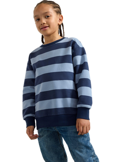 Lindex Kids' Stripe Sweatshirt, Dark Blue, Dark Blue