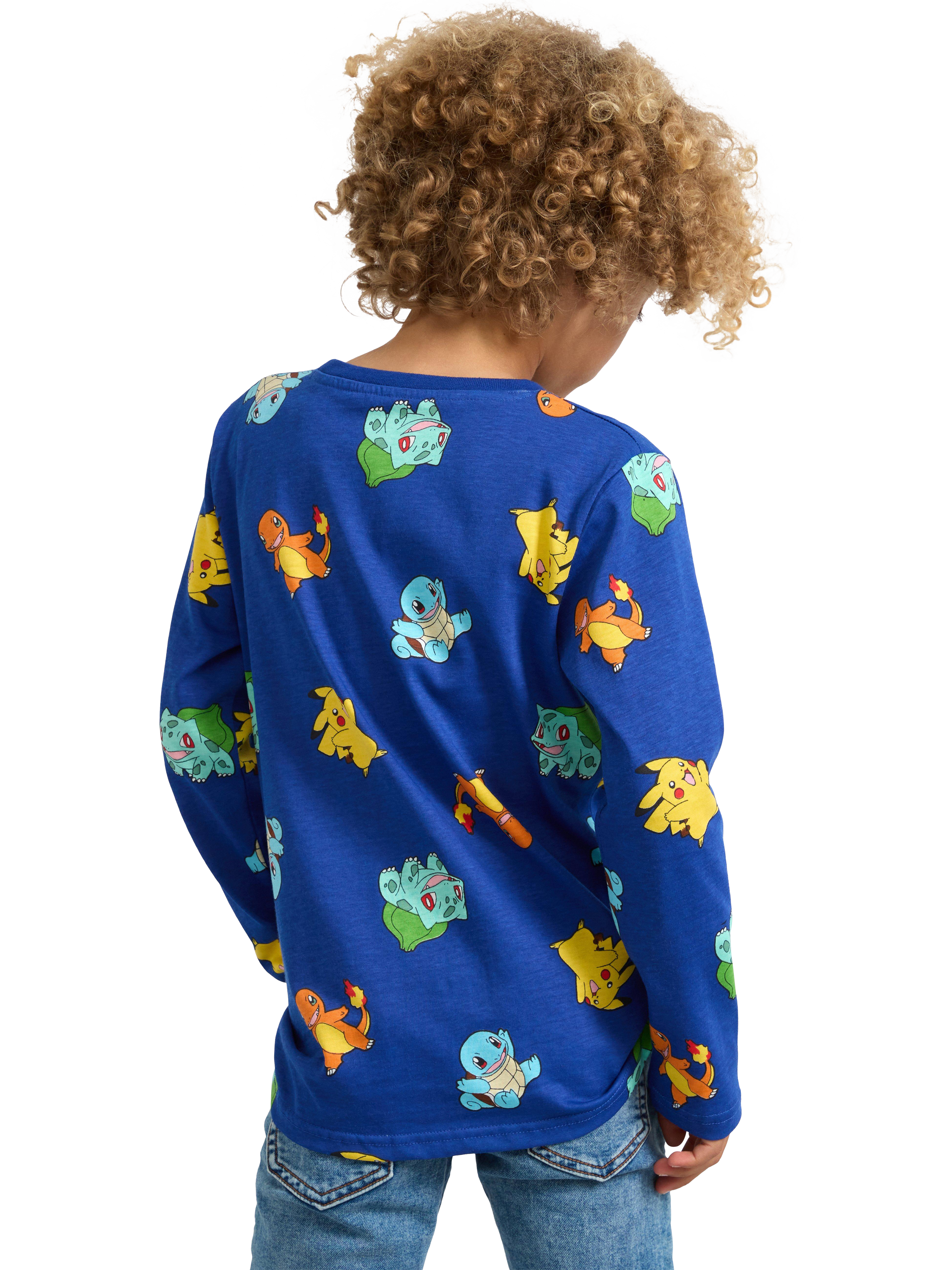 Product image 2 of 6, which shows Lindesx Kids' Organic Cotton Pokemon Long Sleeve Top, Blue/Multi, 3-4 years
