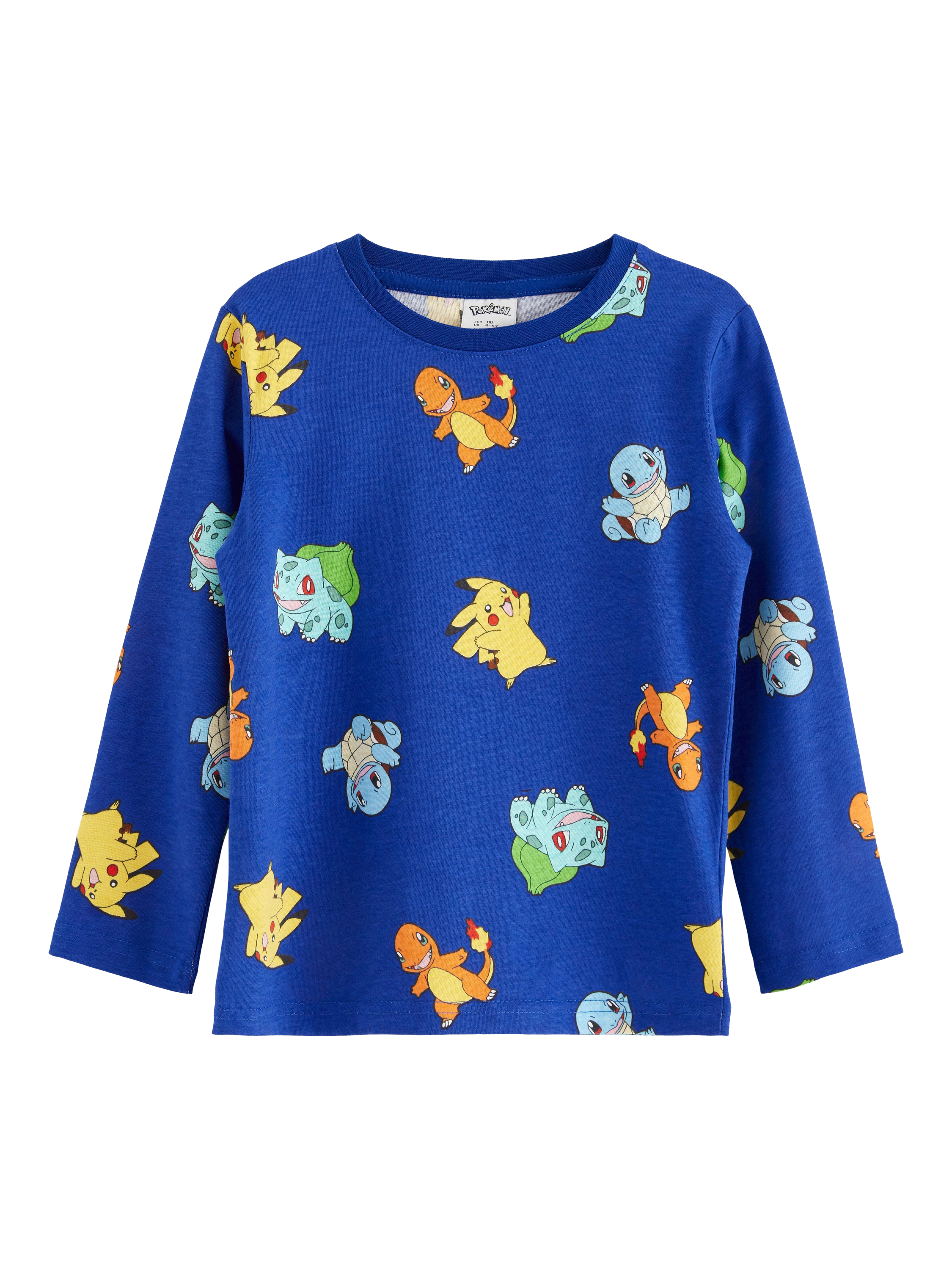 Product image 4 of 6, which shows Lindesx Kids' Organic Cotton Pokemon Long Sleeve Top, Blue/Multi, 3-4 years