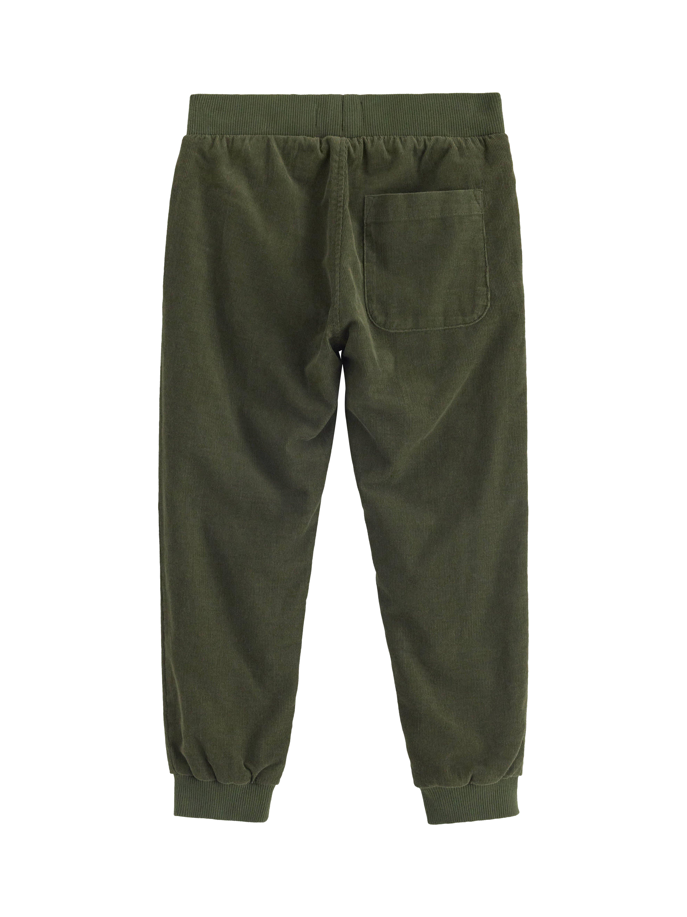 Product image 2 of 3, which shows Lindex Kids' Cord Lined Joggers, Dark Khaki Green, 2-3 years