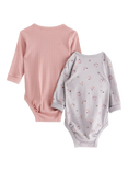 Lindex Baby Long Sleeve Bodysuit, Pack of 2, Pink/Lilac