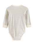 Lindex Baby Striped Organic Cotton Mix Wrap Bodysuit, Ecru