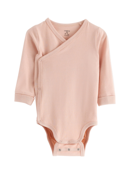 Lindex Baby Wrap Bodysuit, Light Dusty Pink, Light Dusty Pink