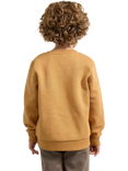 Lindex Kids' Cotton Blend Crew Neck Jumper, Light Brown