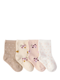 Lindex Baby Organic Cotton Romantic Ankle Socks, Pack of 4, Light Beige