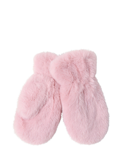 Lindex Kids' Faux Fur Mittens, Dusty Pink - view 2, Dusty Pink