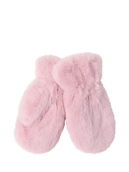 Lindex Kids' Faux Fur Mittens, Dusty Pink - view 2, Dusty Pink