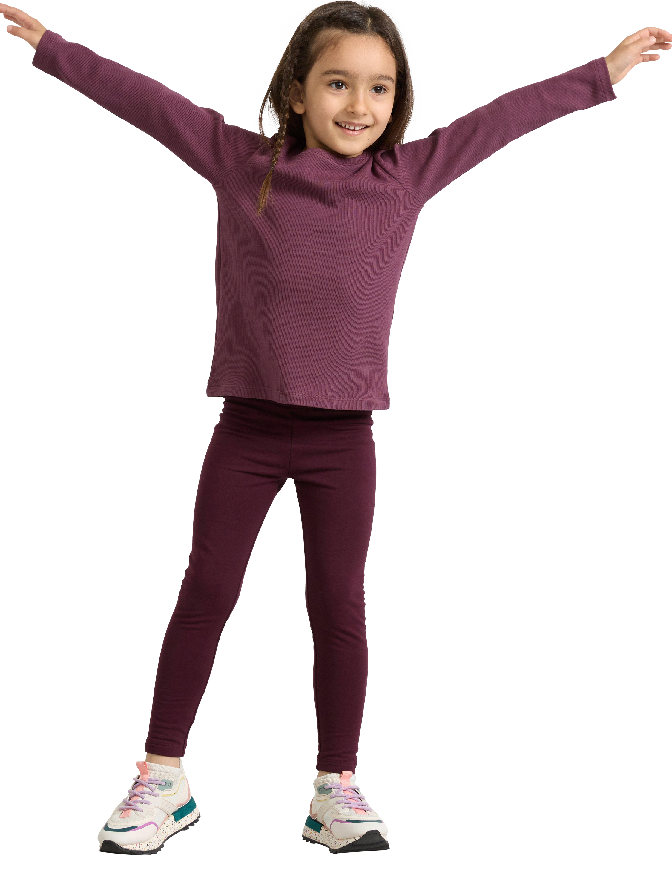 Product image 1 of 6, which shows Lindex Kids' Leggings, Dark Lilac, 2-3 years