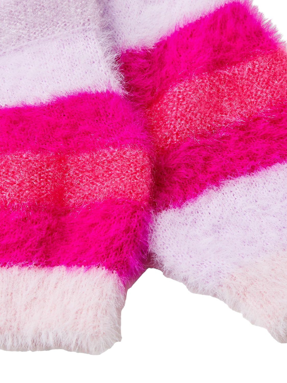 Product image 3 of 3, which shows Benetton Kids' Fluffy Stripe Jumper, Pink/Multi, 3-4 years