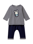 Benetton Baby Bunny Applique Top and Leggings Set, Blue