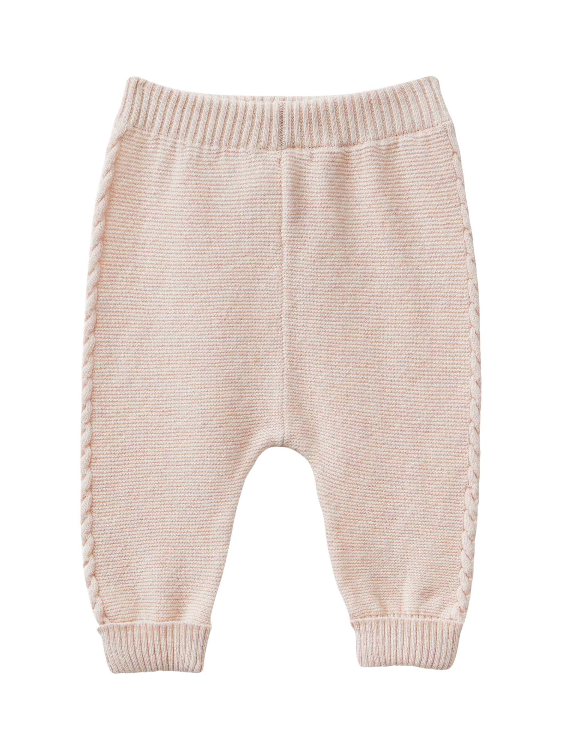 Benetton Baby Wool Blend Cable Knit Stitch Trousers, Pink