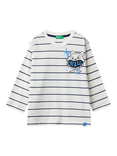 Benetton Kids' Stripe Long Sleeve T-Shirt, White Cream