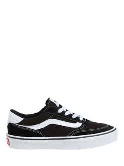 Vans Kids' Brooklyn Lace-Up Trainers, Black/White, Black/White