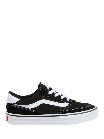 Vans Kids' Brooklyn Lace-Up Trainers, Black/White, Black/White