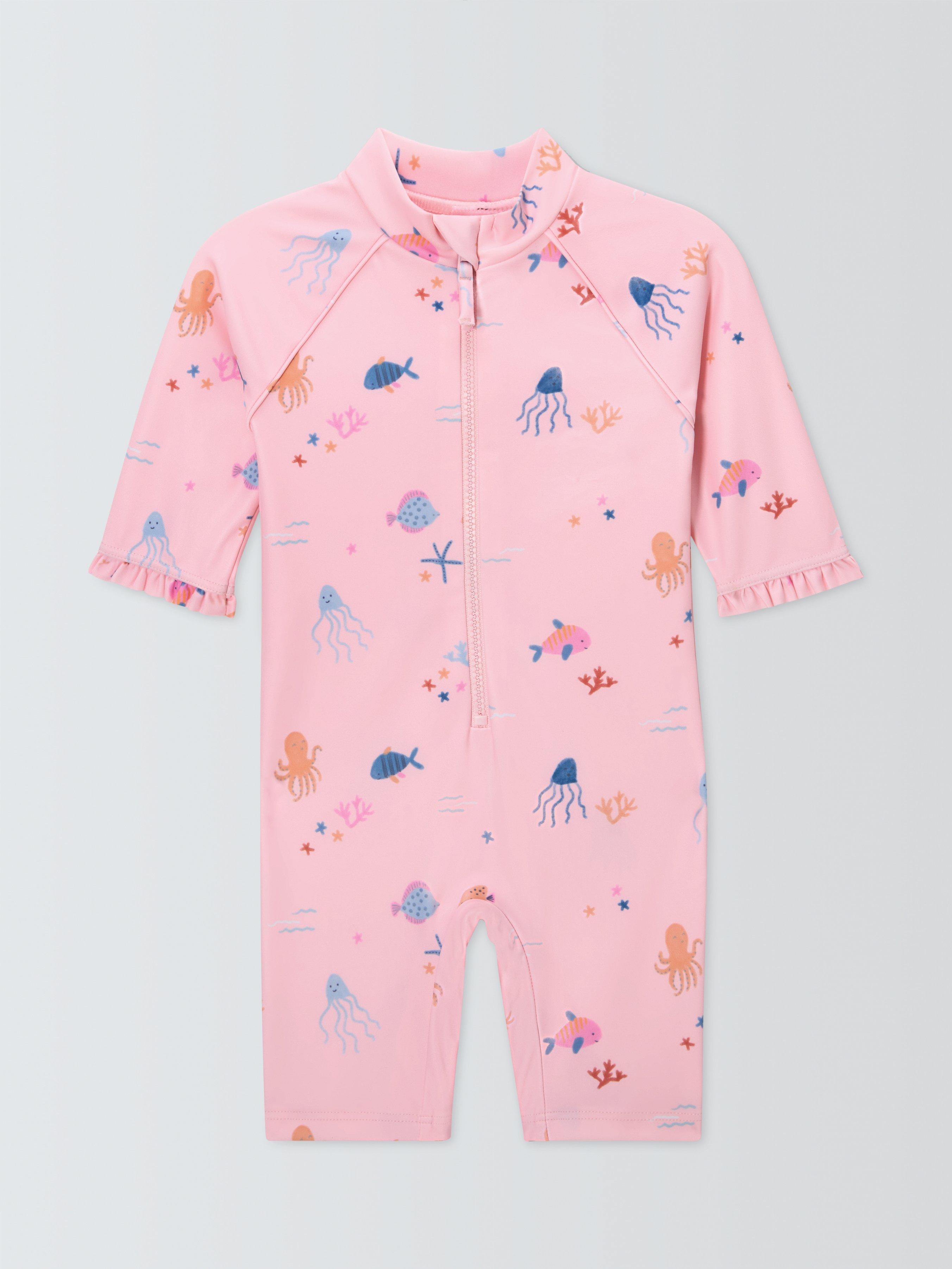 Product image 1 of 3, which shows John Lewis Baby Fishes Sunpro, Pink, 3-6 months