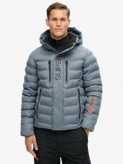 Superdry Men's Waterproof Ski Jacket, Blue Marl