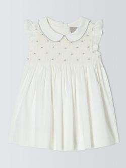 John Lewis Heirloom Collection Baby Sateen Christening Smock Dress, White, White