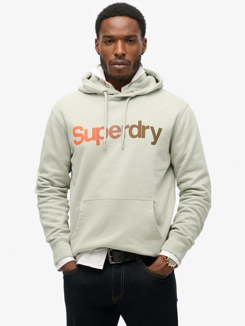 Product image 1 of 5, which shows Superdry Core Logo Fade Hoodie, Puritan Grey, S