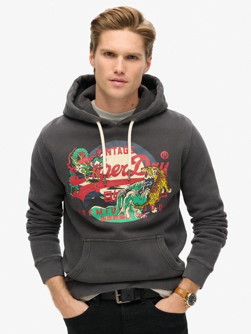 Superdry Tokyo Vintage Logo Graphic Hoodie Blackboard