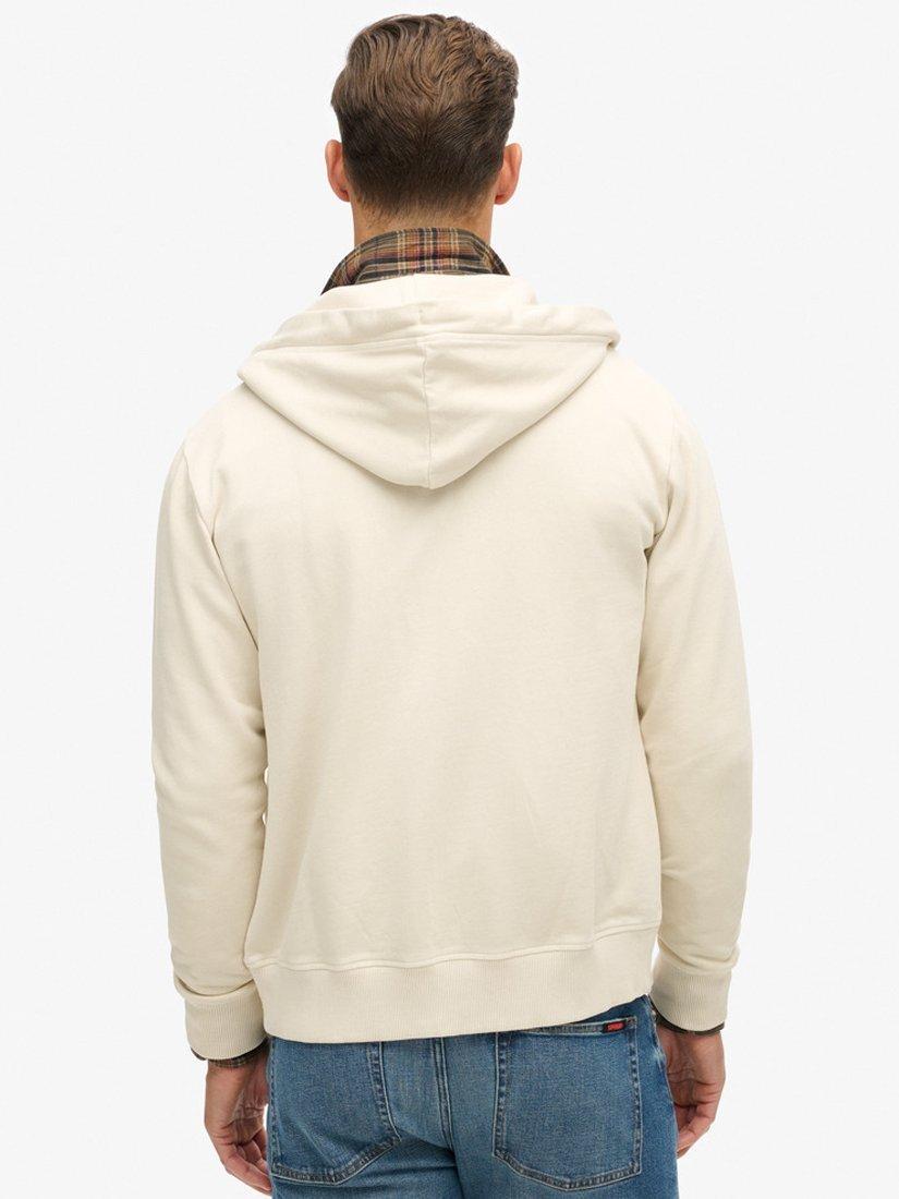 Product image 2 of 5, which shows Superdry Essential Logo Washed Zip Hoodie, Washed Chalk, S