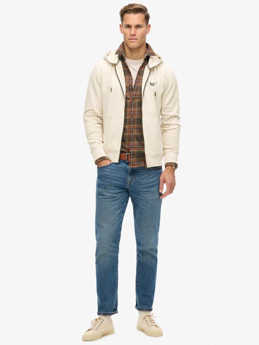 Product image 3 of 5, which shows Superdry Essential Logo Washed Zip Hoodie, Washed Chalk, S