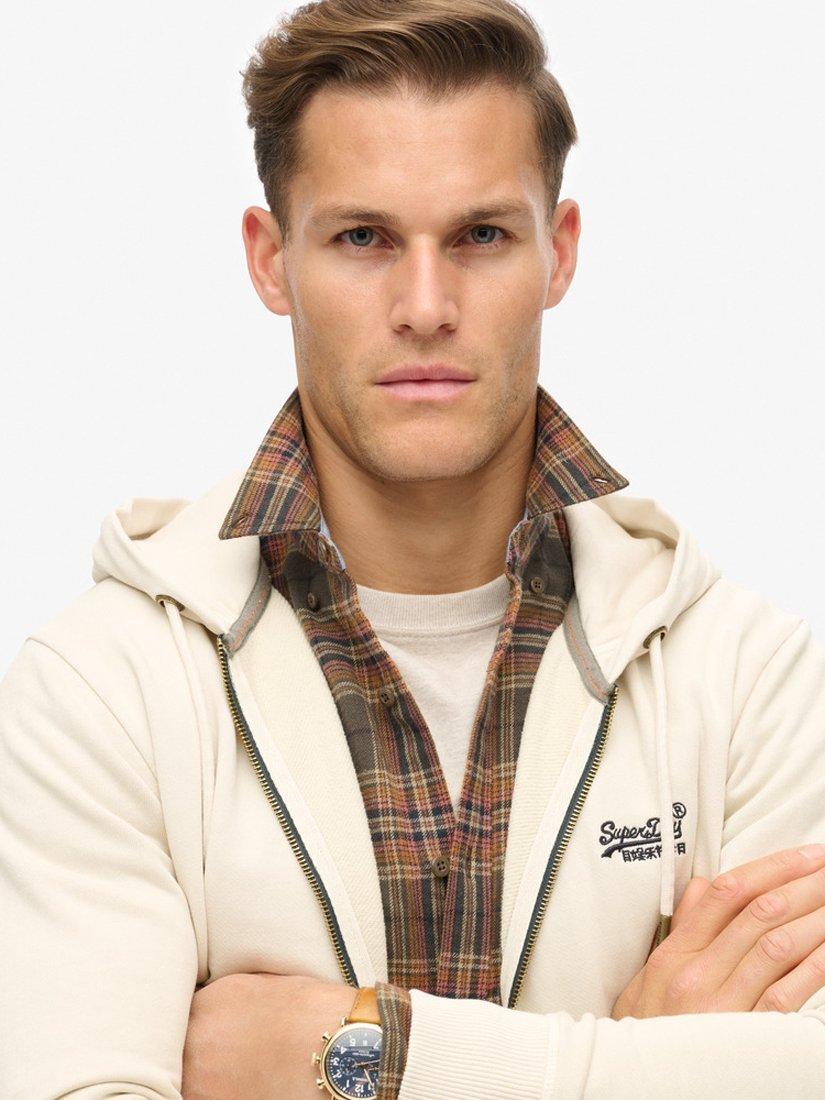 Product image 4 of 5, which shows Superdry Essential Logo Washed Zip Hoodie, Washed Chalk, S