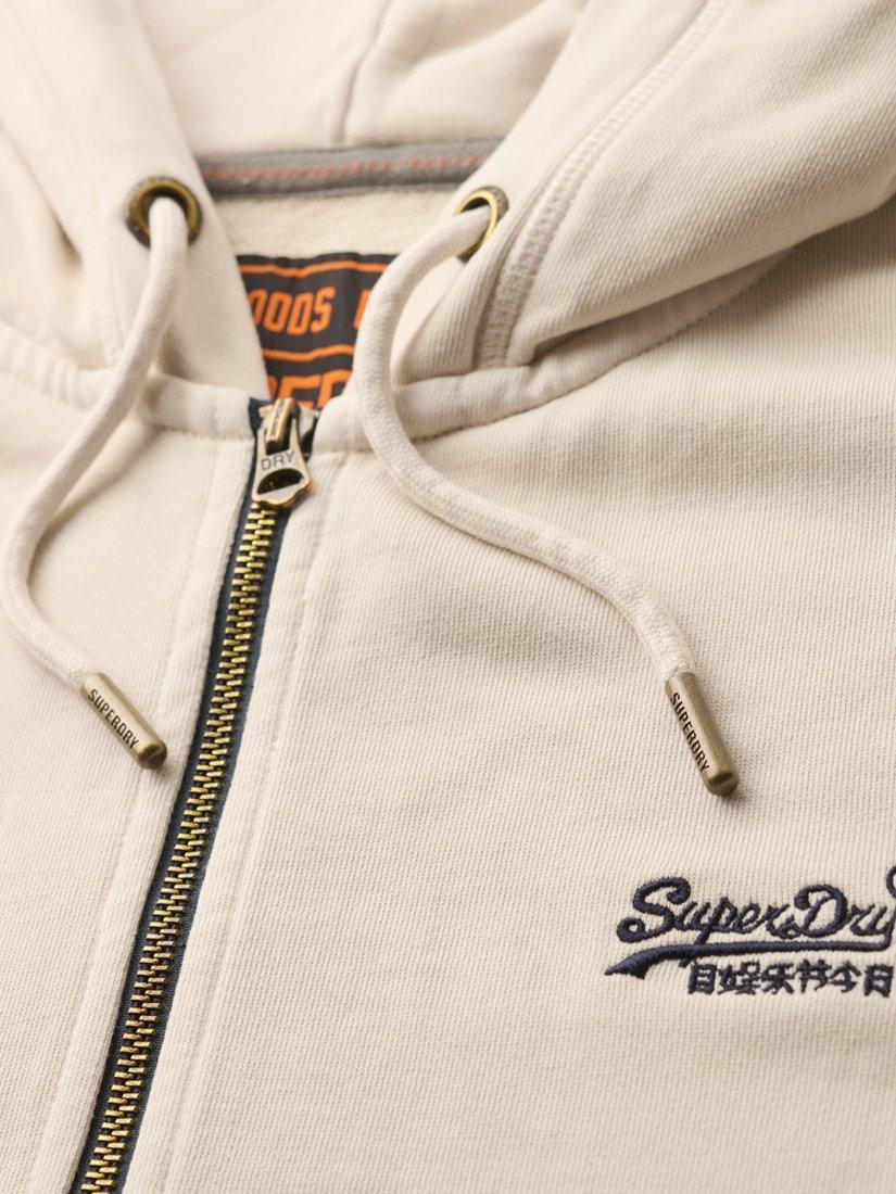 Product image 5 of 5, which shows Superdry Essential Logo Washed Zip Hoodie, Washed Chalk, S