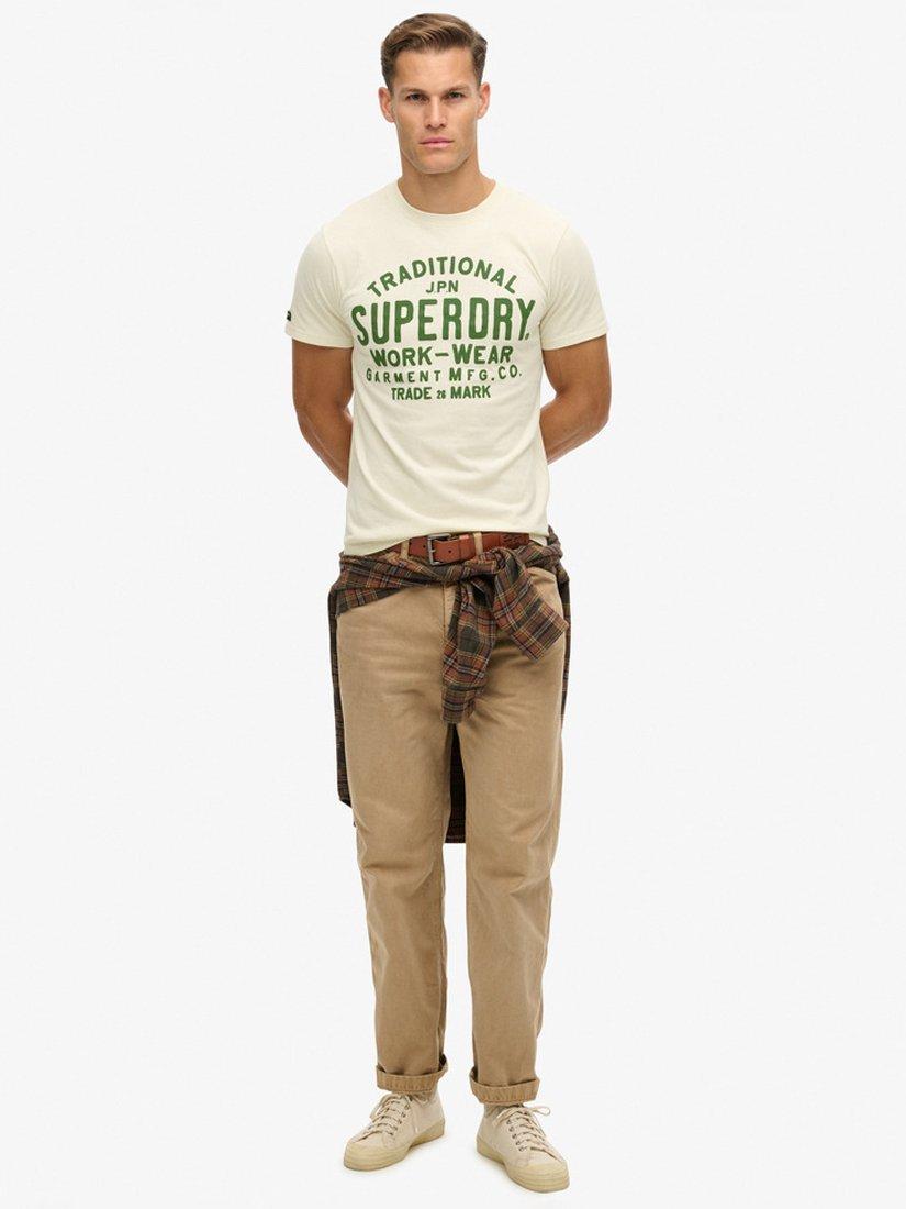 Product image 3 of 5, which shows Superdry Machined Goods Workwear T-Shirt, Cream, S