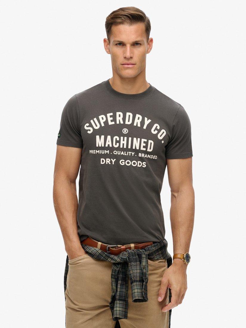 Superdry Cotton Blend Machined Goods Workwear T-Shirt, Vintage Black