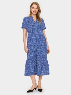 Saint Tropez Eda Geometric Tiered Dress, Blue/Multi, Blue/Multi