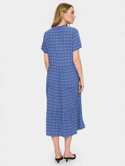 Saint Tropez Eda Geometric Tiered Dress, Blue/Multi - view 2, Blue/Multi