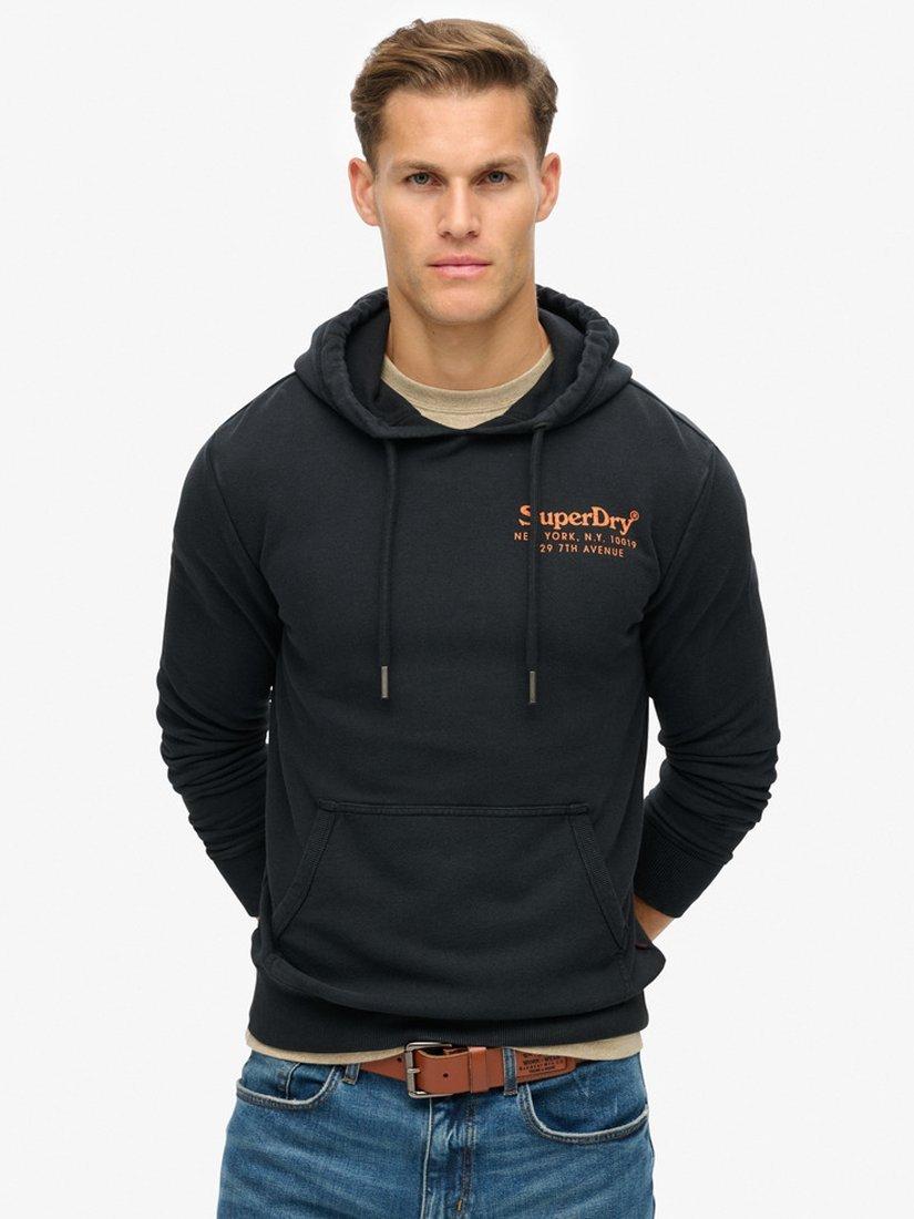 Superdry Tonal Venue Logo Hoodie, Jet Black