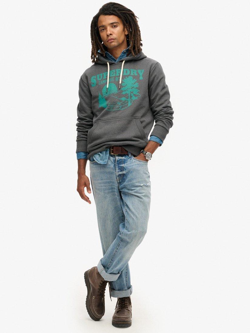 Product image 3 of 4, which shows Superdry Outdoor Graphic Hoodie, Granite Grey Marl, S