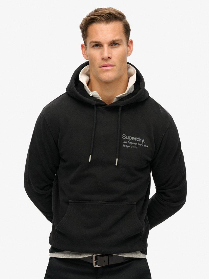 Product image 1 of 6, which shows Superdry Core Logo City Hoodie, Black, S