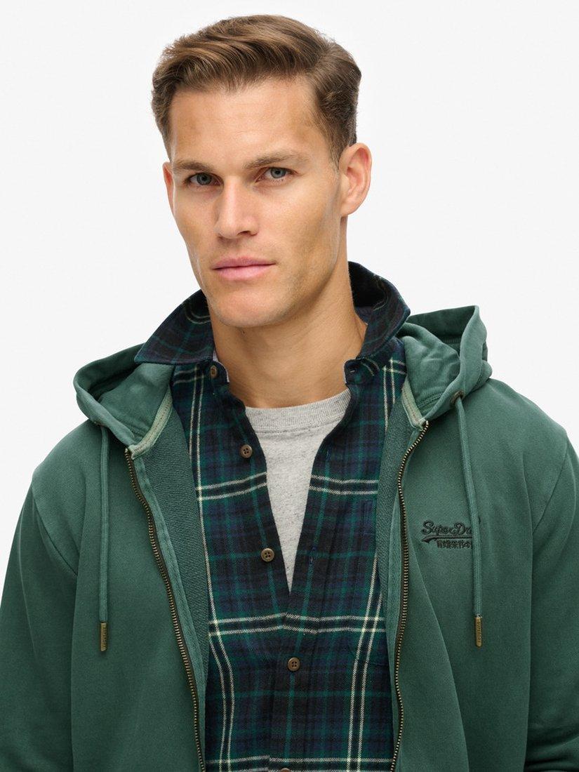Product image 4 of 5, which shows Superdry Essential Logo Washed Zip Hoodie, Forest Green, S