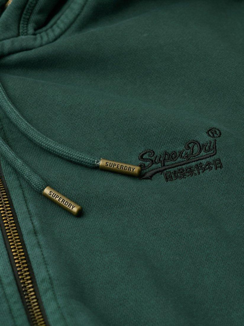 Product image 5 of 5, which shows Superdry Essential Logo Washed Zip Hoodie, Forest Green, S
