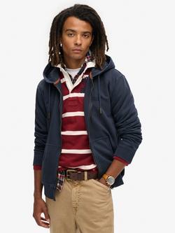 Superdry Essential Logo Washed Zip Hoodie, Eclipse Navy, Eclipse Navy