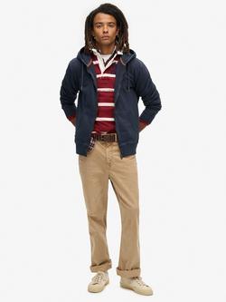 Superdry Essential Logo Washed Zip Hoodie, Eclipse Navy - view 2, Eclipse Navy