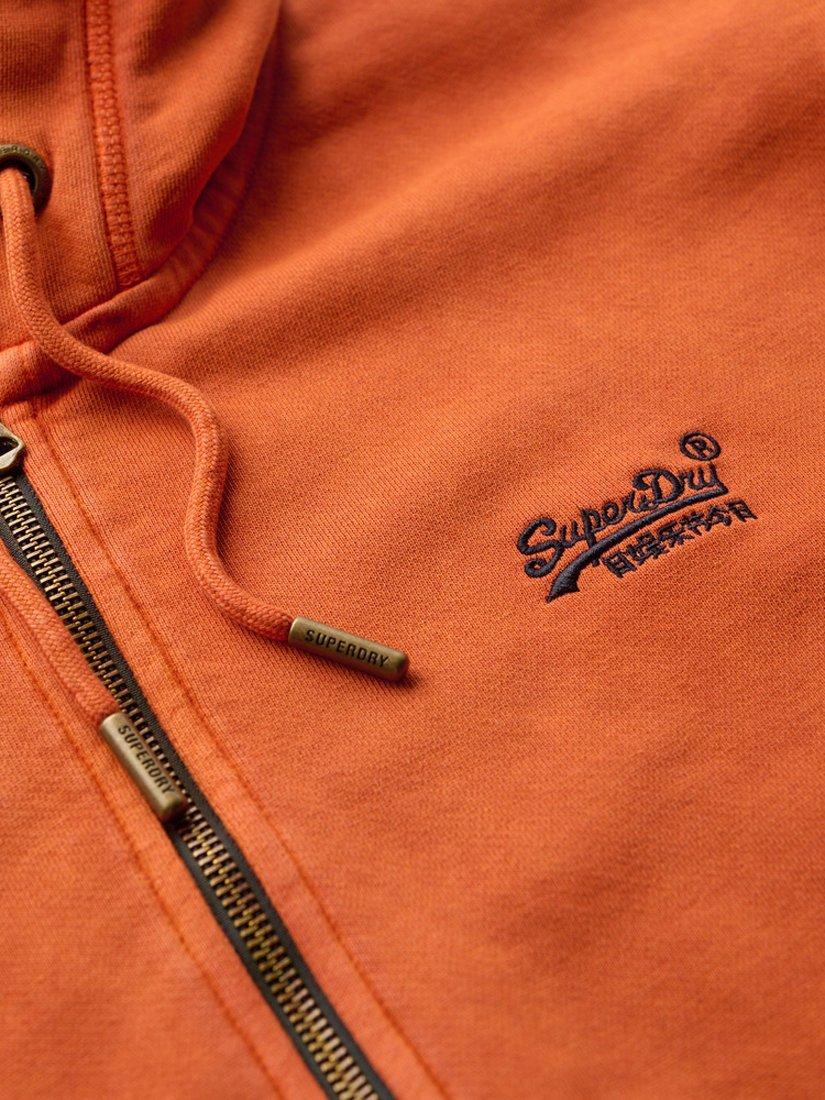 Superdry Essential Logo Washed Zip Hoodie, Autumn Glaze Brown