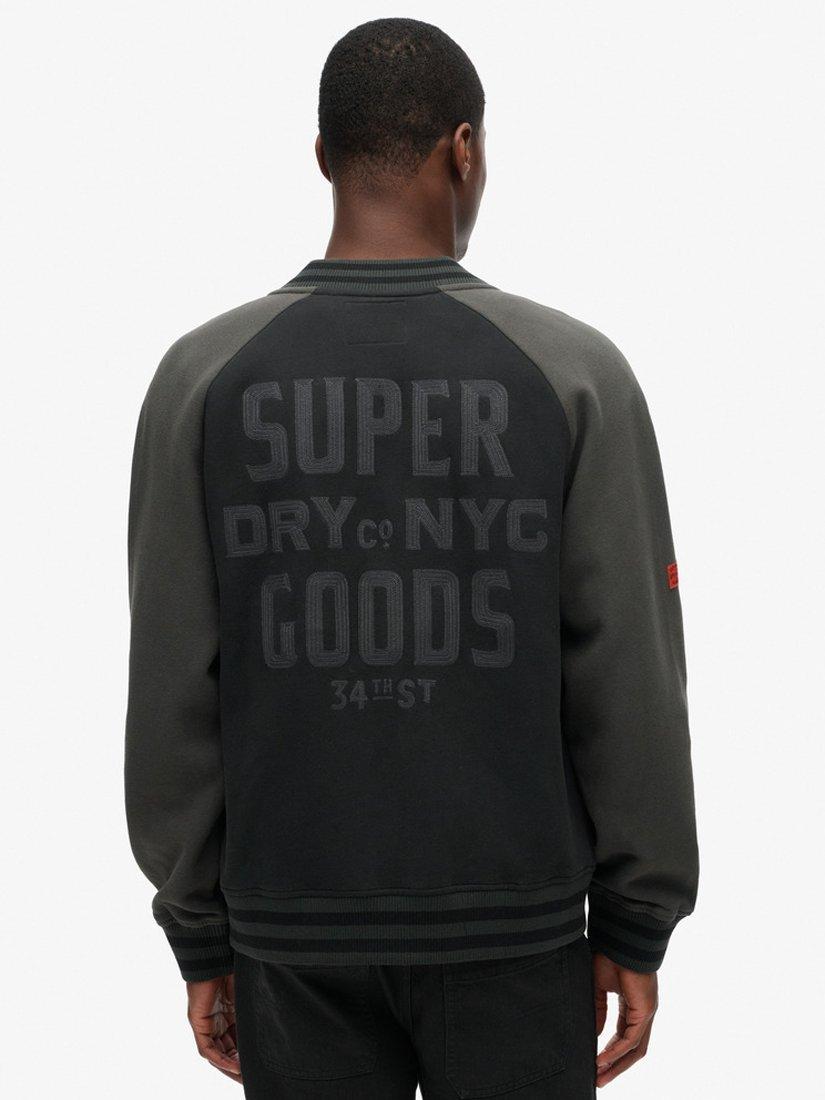 Product image 3 of 6, which shows Superdry College Graphic Jersey Bomber Jacket, Black, S