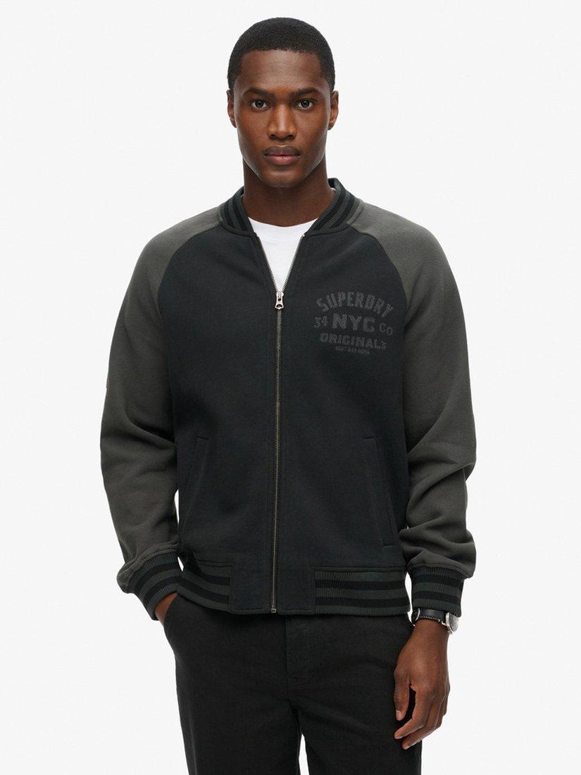 Product image 5 of 6, which shows Superdry College Graphic Jersey Bomber Jacket, Black, S