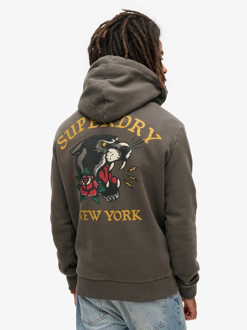 Product image 2 of 4, which shows Superdry Tattoo Back Graphic Loose Hoodie, Vintage Black, S