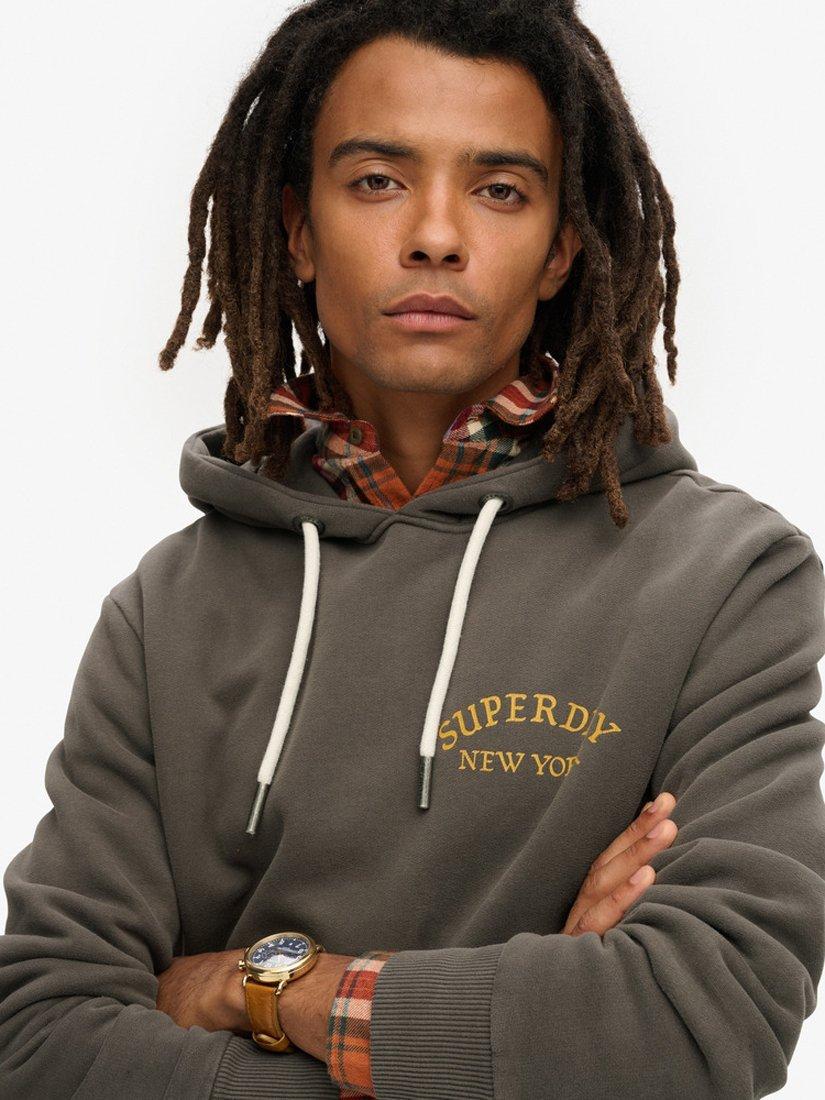 Product image 4 of 4, which shows Superdry Tattoo Back Graphic Loose Hoodie, Vintage Black, S