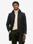 Superdry Tailored 2 In 1 Town Coat, Black Herringbone