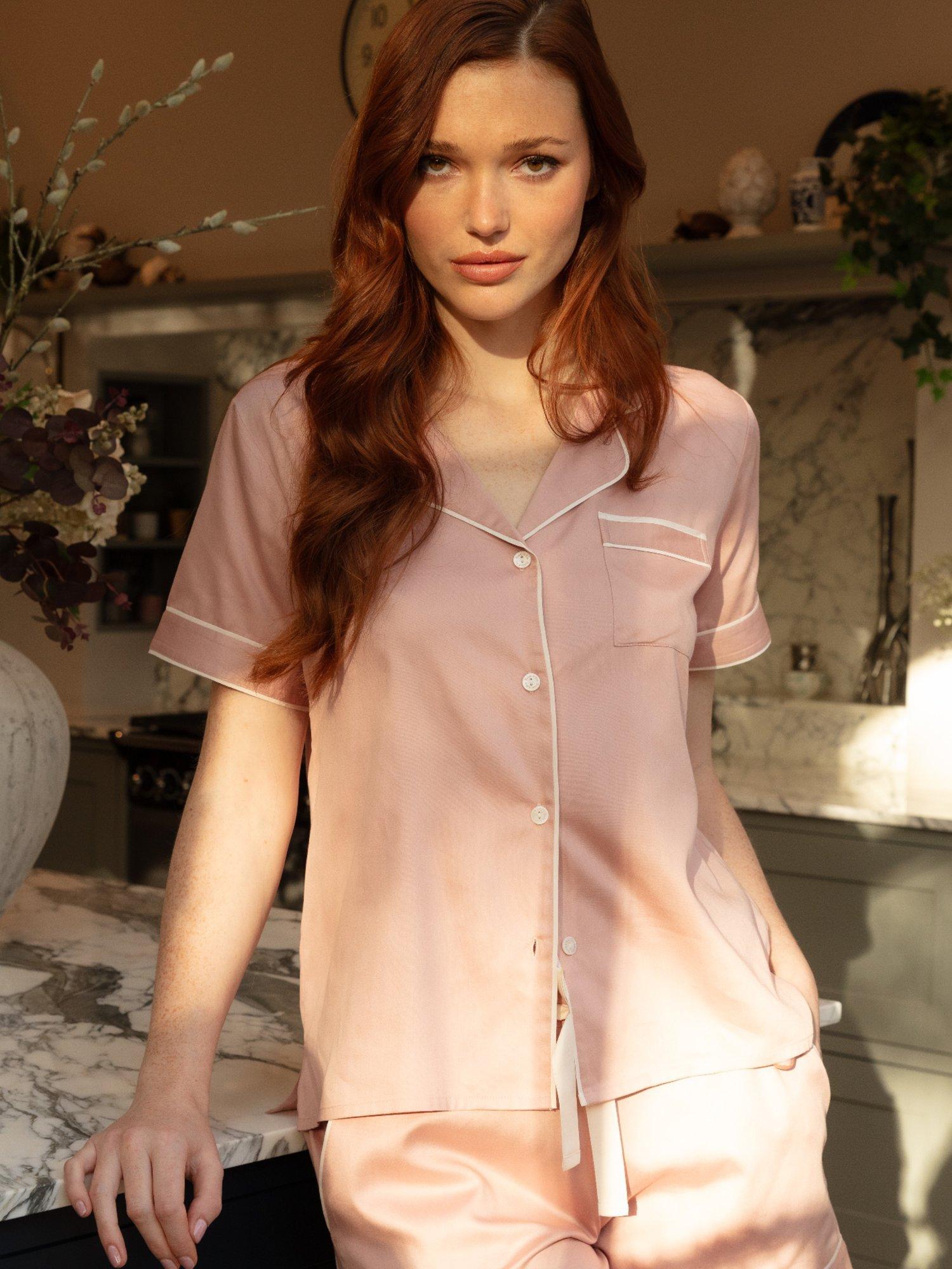 Product image 1 of 3, which shows Fable & Eve Highbury Short Shirt Pyjama Set, Light Pink, 8