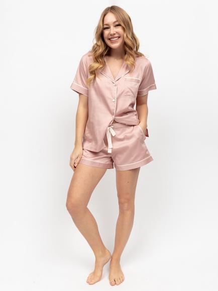 Fable & Eve Highbury Short Shirt Pyjama Set, Light Pink - view 2, Light Pink